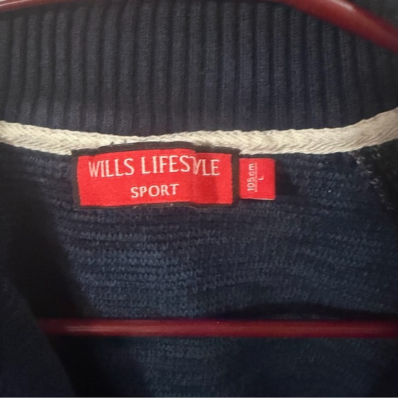 Wills Lifestyle Sport Men’s Quarter Zip Sweater Navy Blue Cotton Pullover Size L - Picture 2 of 8